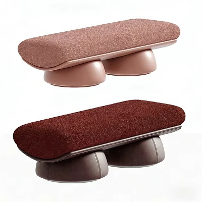 Modern Cushioned Stools In Light And Dark Brown With Supportive Legs Design 3d model