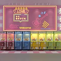 Colorful Claw Machines Amusement Equipment With Pink Wall Decor And Welcome Sign