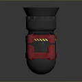 Gray Cylindrical Military Weapon With Red Protective Bands And Yellow Black Warning Stripes