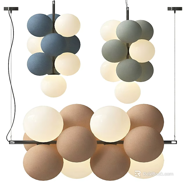 Modern Spherical Pendant Light With Multi Colored Balls And Metal Hanging Frame 3d model
