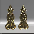 Elegant Gold Carved Ornaments with Intricate Patterns and Symmetric Design