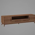 Modern Wooden TV Stand With Drawers Cabinet Doors And Slim Legs