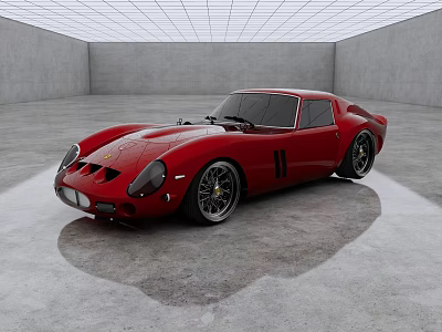 Red Classic Sports Car Featuring Sleek Body In Modern Indoor Gray Floor Area 3d model