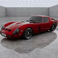 Red Classic Sports Car Featuring Sleek Body In Modern Indoor Gray Floor Area