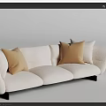 Modern three-seat sofa multiplayer sofa 3d model