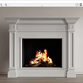 Elegant White Fireplace with Burning Flames in Modern Home Interior Design 3d model
