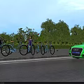 Roadside Bicycle Parking Facility With Parked Bikes Green Car Trees And People
