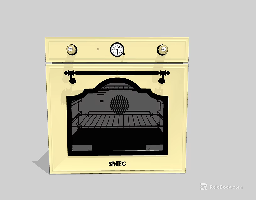 Retro Style Smeg Oven With Cream Color And Control Knobs For Modern Kitchens 3d model 