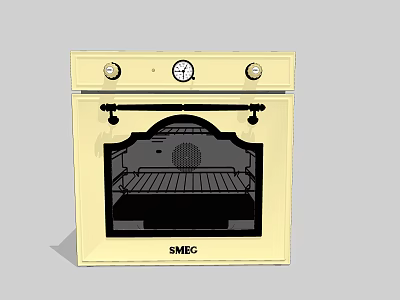 Retro Style Smeg Oven With Cream Color And Control Knobs For Modern Kitchens 3d model