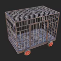 Vintage Metal Decorative Ornament Set With Cage Design Grid Structure And Red Wheels