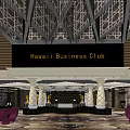Hawaii Business Club Reception Desk With Elegant Interior And Decorative Columns