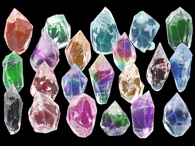 Colorful Faceted Crystal Stones In Various Colors For Decorative Collection 3d model