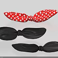 Red White Heart Pattern Bow Ties With Black Leather Sleek Fashion Accessories Set