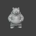 Cartoon Polar Bear Game Character Wearing Black Hoodie Blue Shorts Orange Sunglasses Three Angles