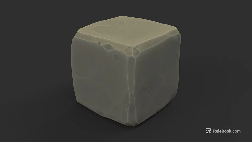 3D Rendered Gray Cube With Irregular Surface Texture And Small Holes 3d model 