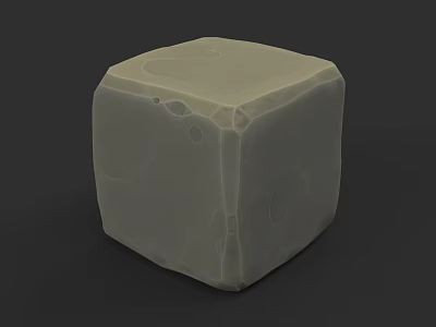3D Rendered Gray Cube With Irregular Surface Texture And Small Holes 3d model
