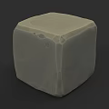 3D Rendered Gray Cube With Irregular Surface Texture And Small Holes