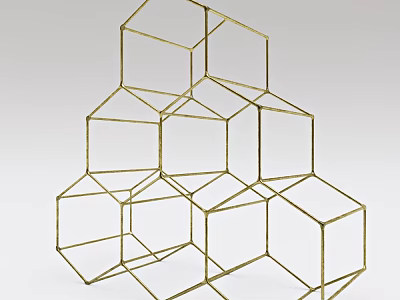 Modern Gold Geometric Cube Frame Layered Stacked Wall Decor for Home 3d model