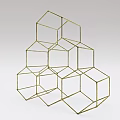 Modern Gold Geometric Cube Frame Layered Stacked Wall Decor for Home 3d model