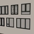 Traditional Casement Windows With Decorative Grid Patterns And Black Frames For Home Interior Design 3d model