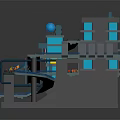 Vibrant Cartoon Scene With Multi Level Structure Slide Platforms And Characters