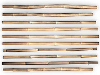 Natural Wooden Bamboo Sticks With Smooth Texture And Various Lengths For Decoration 3d model