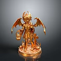 Golden Winged Statue Holding Lantern With Crosses On Decorative Base 3d model