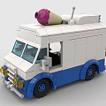 Building Blocks Ice Cream Truck Model with Two Figures Holding Ice Cream Cone