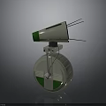 Silver Green Mechanical Robot Character With Wheel Base Horn Shaped Head And Antennas