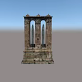 Ancient Classical Stone Feature Wall With Arched Openings And Historic Steps