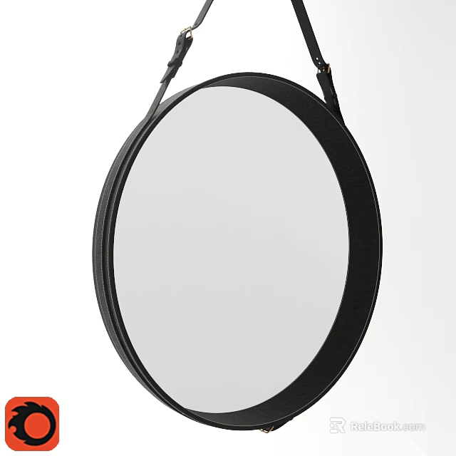 Round Black Frame Mirror With Modern Minimalist Design For Home Decor 3d model