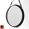 Round Black Frame Mirror With Modern Minimalist Design For Home Decor 3d model