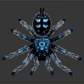Vibrant Blue Hairy Spider With Shiny Body And Legs On Dark Background