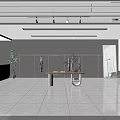 Modern Clothing Store Interior Featuring Mannequins Plant Decor Large Colorful Gradient Screen