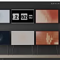 Six Modern Televisions Arranged On Wall Displaying Various Time And Pattern Screens 3d model