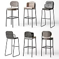 Modern Minimalist Bar Stools With Black Metal Frames And Upholstered Seats