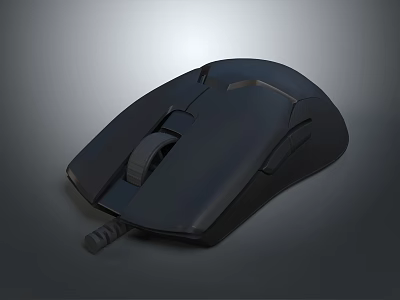 Sleek Black Wired Gaming Mouse With Ergonomic Design And Smooth Surface 3d model