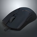 Sleek Black Wired Gaming Mouse With Ergonomic Design And Smooth Surface 3d model