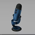 Professional Blue Microphone with Spiral Stand and Black Mesh Design