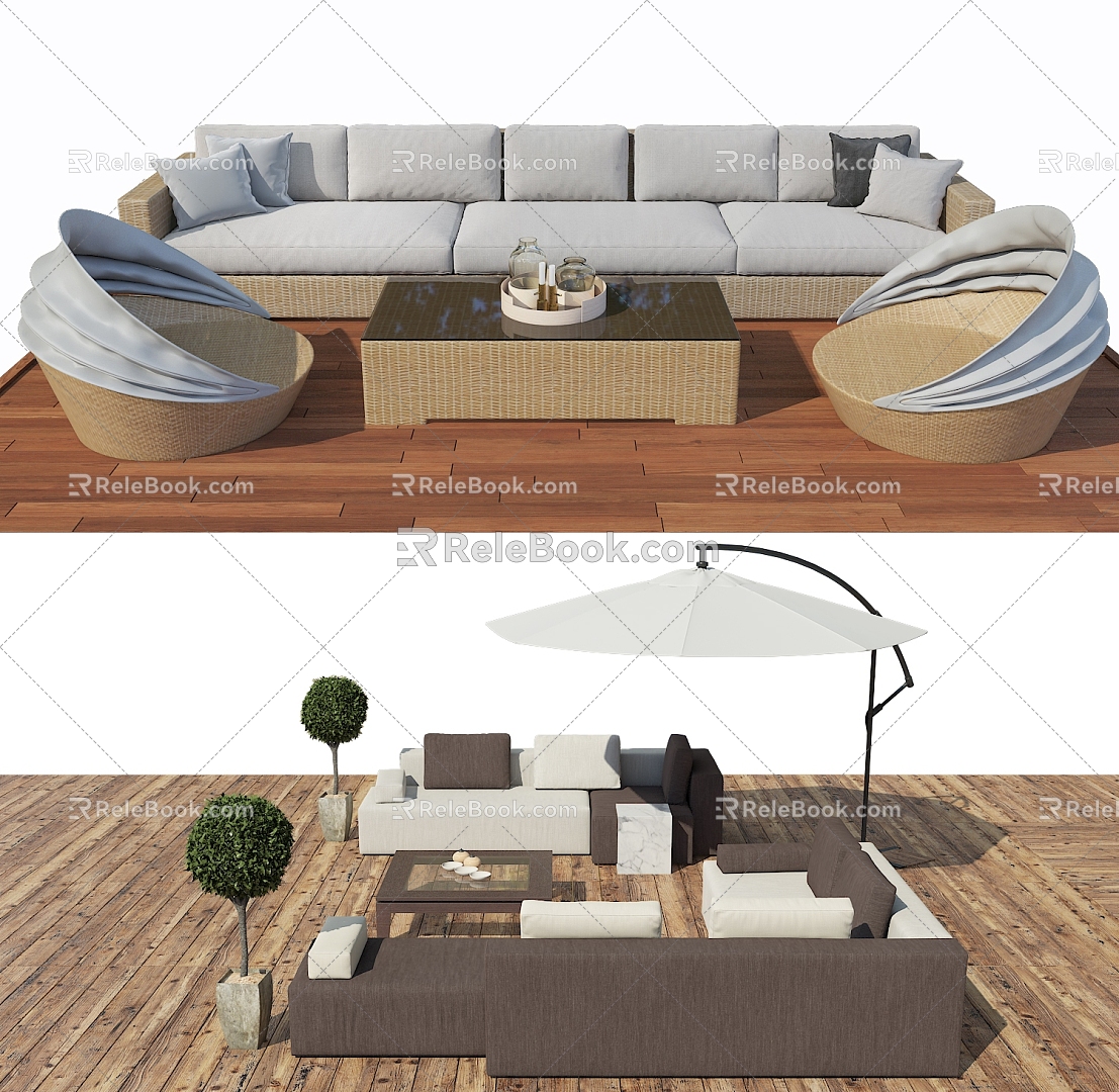 Modern Outdoor Sofa Outdoor Floor Sofa Seat Recliner 3d model