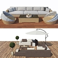 Modern Outdoor Sofa Outdoor Floor Sofa Seat Recliner 3d model