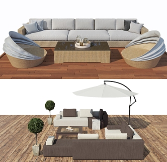 Modern Outdoor Sofa Outdoor Floor Sofa Seat Recliner 3d model