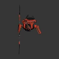Red Mechanical Robot Character With Futuristic Armor And Weapon In Sci Fi Design