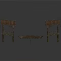 Traditional Thatched Roof Wooden Pavilions With Wooden Pillars And Railings