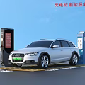 Audi Electric Car Charging at Station with Charging Area Markings
