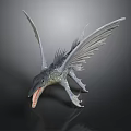Pterosaur 3D Model With Large Wings Open Mouth Sharp Teeth And Textured Body