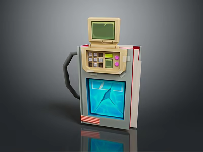 3D Model of Unique Device With Top Screen Control Panel Transparent Window Blue Content Handle 3d model
