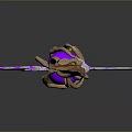 Fantasy Magical Staff Featuring Wooden Body Glowing Purple Gem And Decorative Vine Design