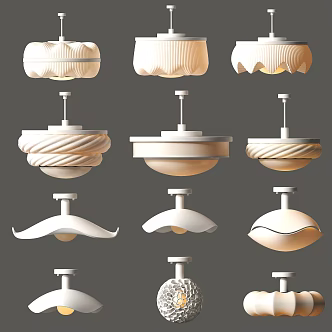Modern cream chandelier 3d model