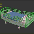 Modern Children's Bed With White Frame Blue Mattress Safety Rails And Wheels